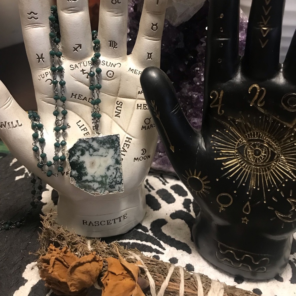 Moss Agate Crystal Necklace